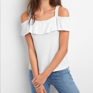 Black-Gap softspun knit cold shoulder top